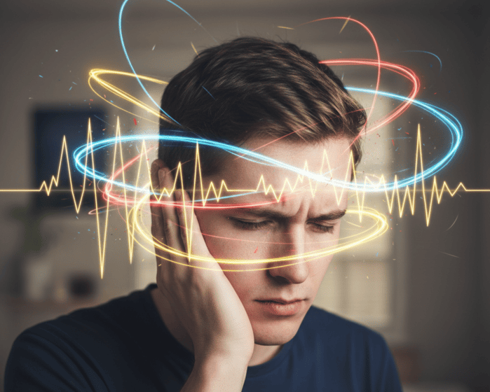 representación del tinnitus o zumbido de oído en un paciente jóven