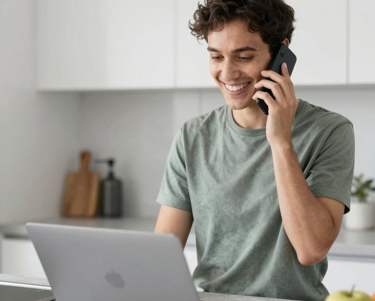 A friendly customer service representative wearing a headset, ready to assist with household needs inquiries.