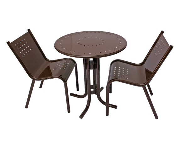 mesa de picnic metálica redonda modelo in on 4 de acero