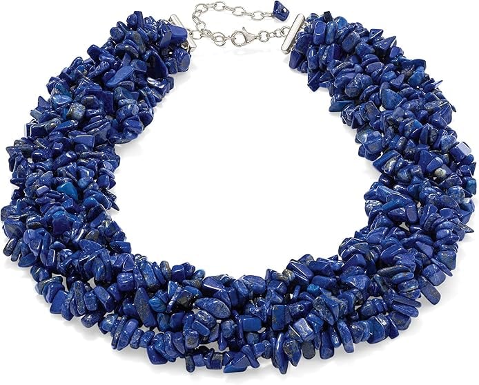 Black Dress Jewelry Ideas Under $100: Lapis Torsade Necklace in Sterling Silver. 18 inches.Ross-Simons 