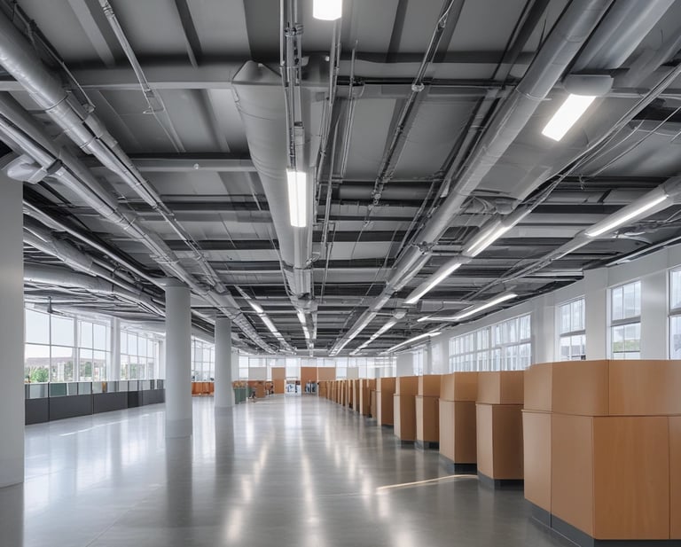 Technician carefully inspecting and cleaning a commercial kitchen hood in a busy restaurant.