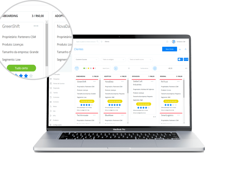 Imagem de laptop com tela aberta da ferramenta da Partenero