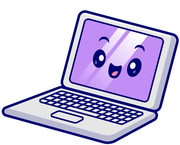 Visuel ordinateur souriant