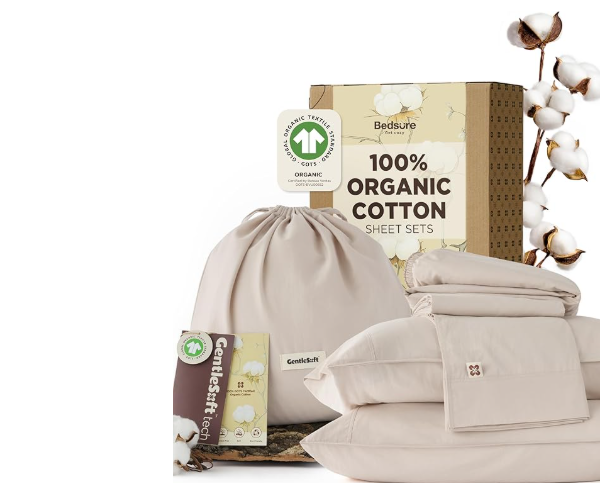 Bedsure 100% GOTS organic cotton sheet set