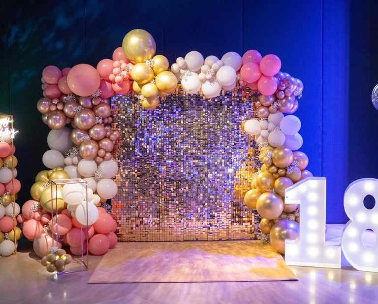 Photocall guirnalda de globos decoración fiesta de cumpleaños en san cugat