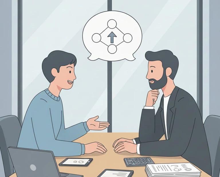 Founder demonstrating clear judgment while tools fade into the background in investor evaluation.