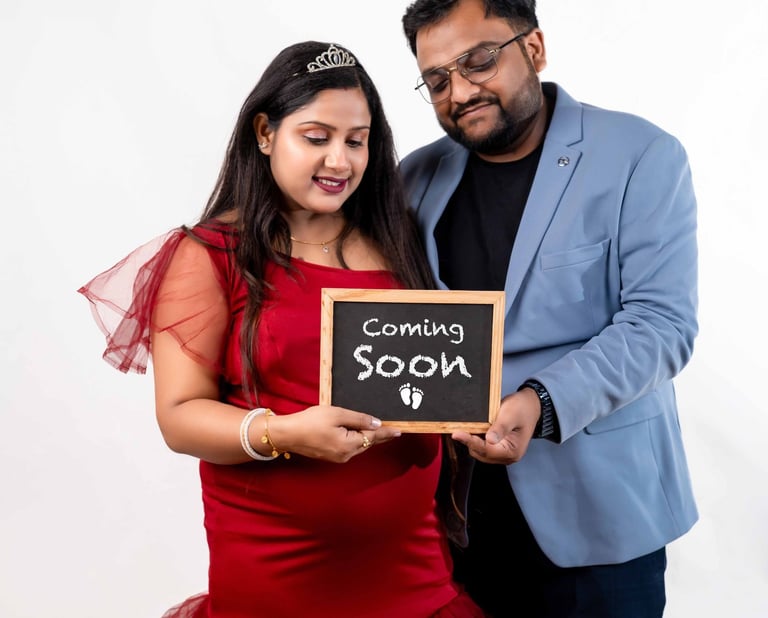 Emotional maternity portrait of soon-to-be parents