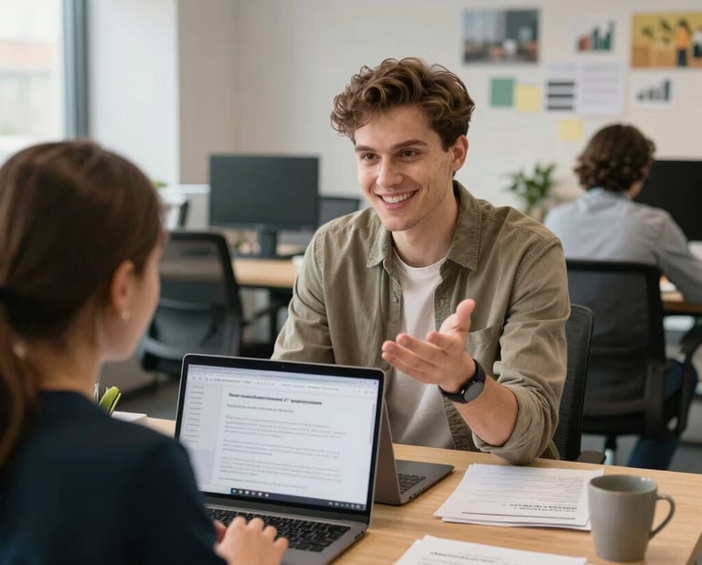 A focused professional brainstorming marketing ideas on a whiteboard in a bright office.