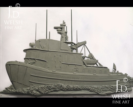 NYC POlice Boat - 20" - clay sculpture - Jeremiah D Welsh