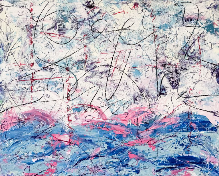 bold, energetic painting speaking of complex life forms
