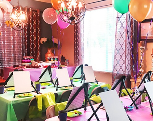 Painting Parties for kids, or Paint and Wine or other drinks for adults
