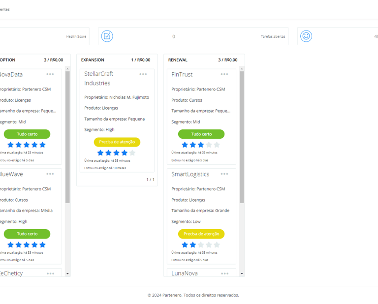Print da ferramenta na seção de Carteira de Clientes
