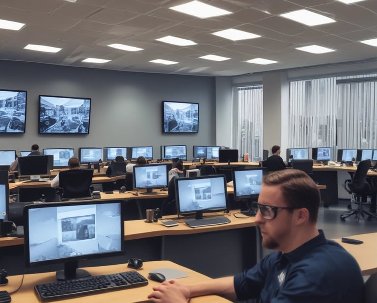 A group of trainees practicing door supervision techniques.