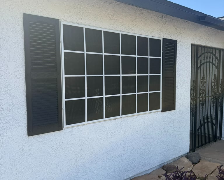 Colonial style solar window screen with 90 percent mesh.