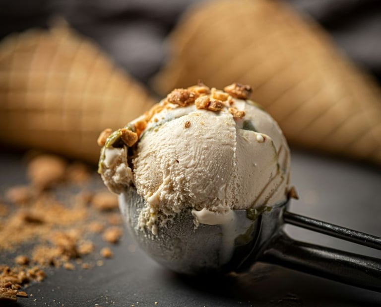 maple walnut ice cream in a scoop 