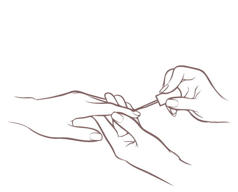 Illustratie waarin nagellak professioneel wordt aangebracht door Medisch Pedicure Grote Berg.