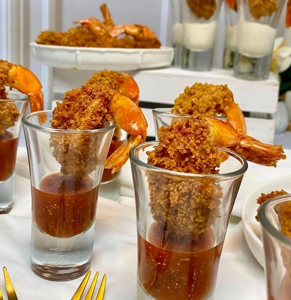 a table with a variety of food items on it