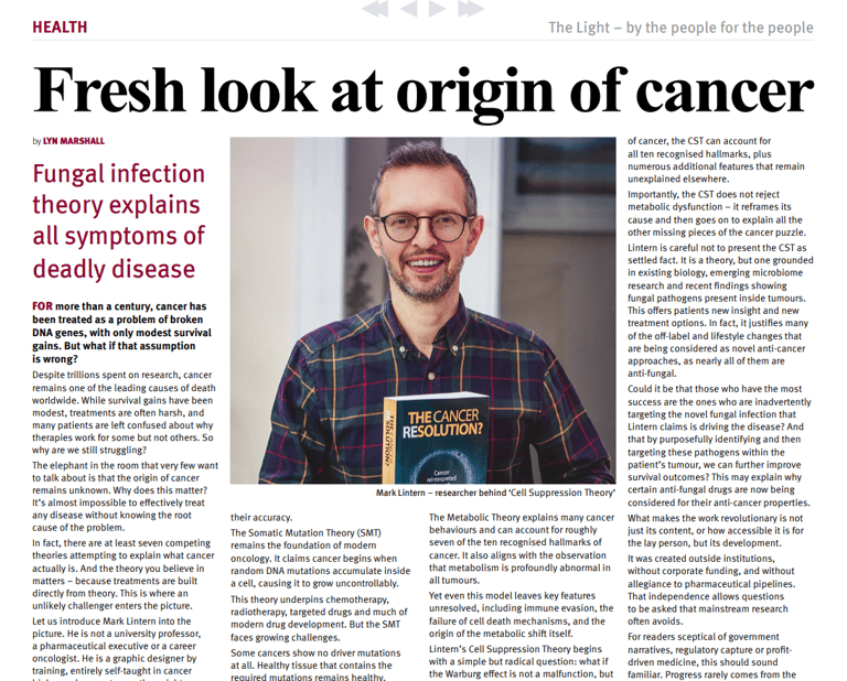 The Light newspaper - Mark Lintern - fungal infection cancer theory