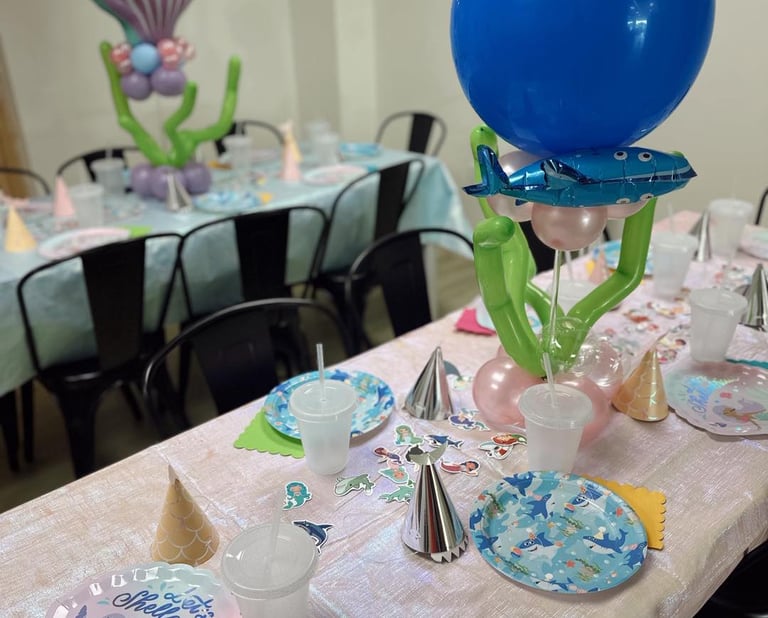 Highly decorated birthday party room
