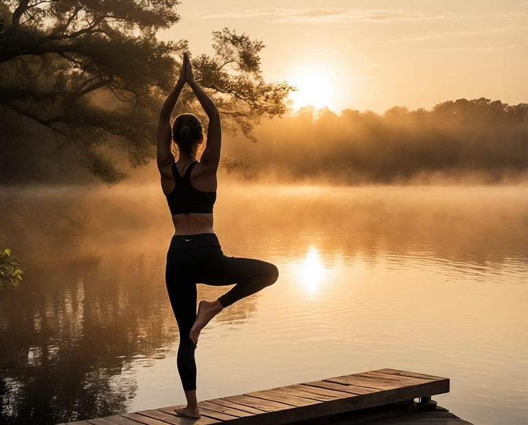 Yoga pose next to Lake