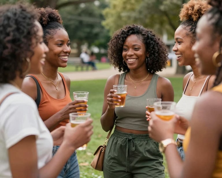 A vibrant crowd eagerly listening to a speaker at a lively event.