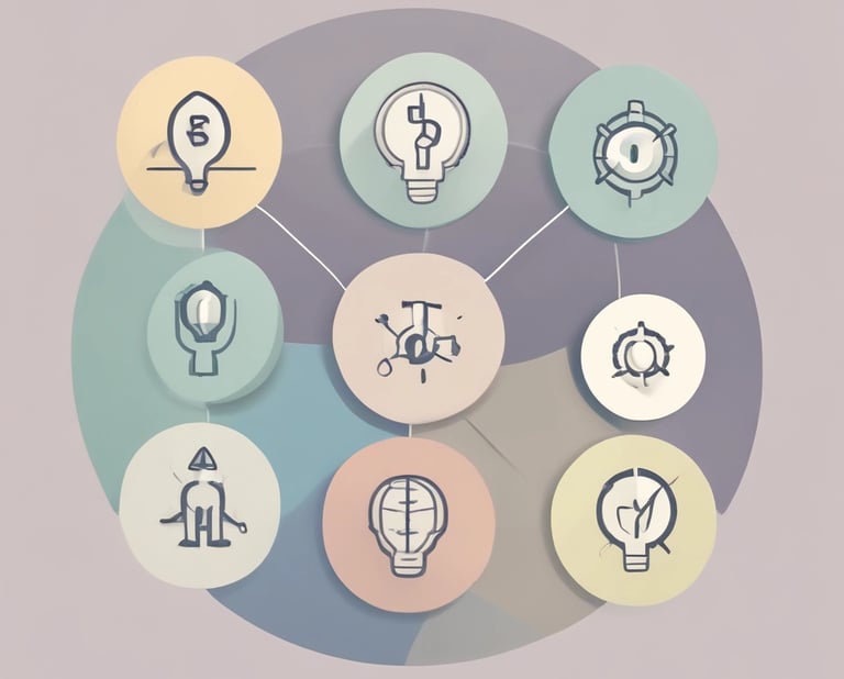 Black and white image of a blueprint with startup icons and tools overlayed, evoking construction and planning.