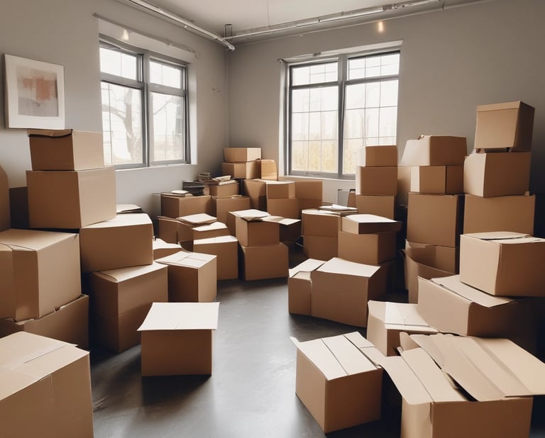 A large truck is parked on a street with a securely covered load of what appears to be a large tree, wrapped in green tarp. The background features tall residential buildings and lush green trees.