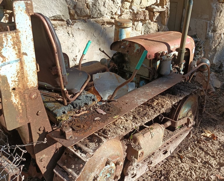 Narrow, tracked vehicle.