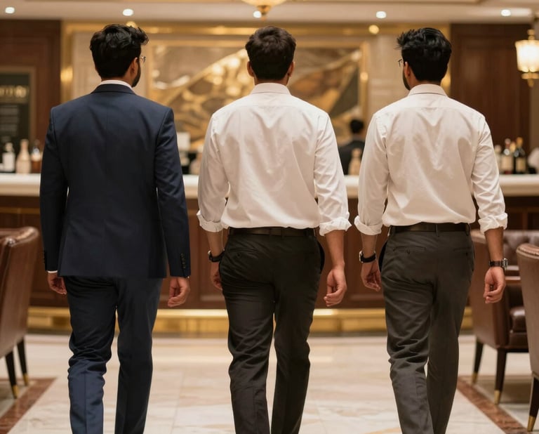 A sleek portable bar set up outdoors with bartenders crafting cocktails at a wedding reception.