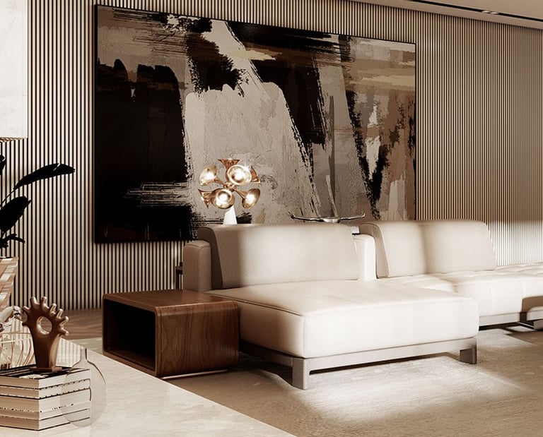 a living room with a couch and a chair