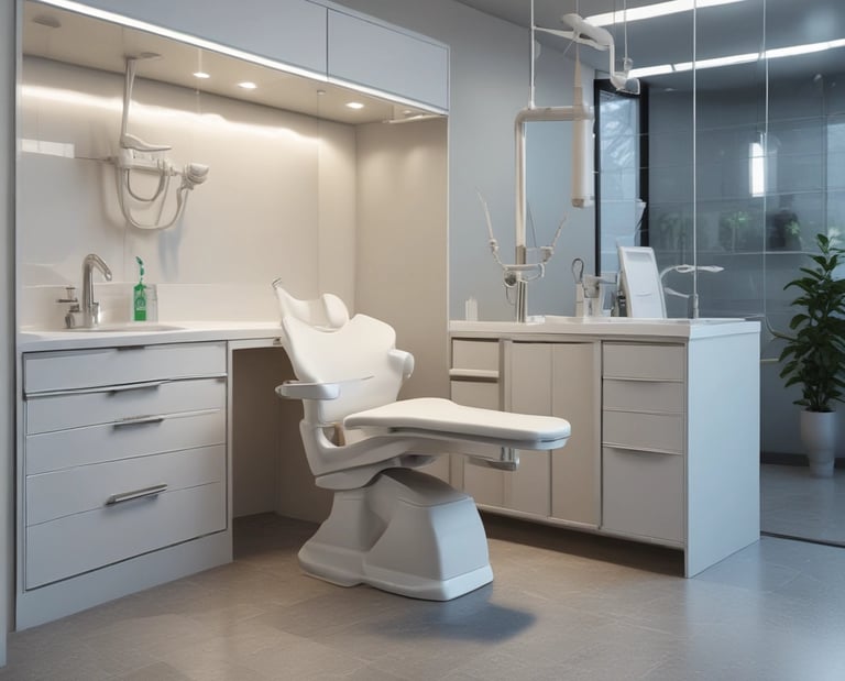 Modern dental clinic interior with a dentist consulting a patient in Casablanca.