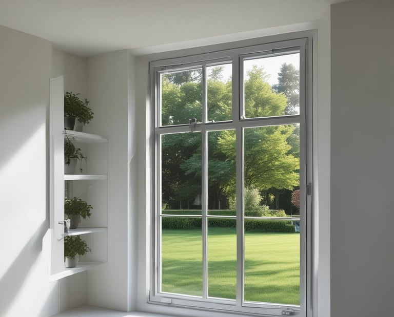 a window that has a plant in it