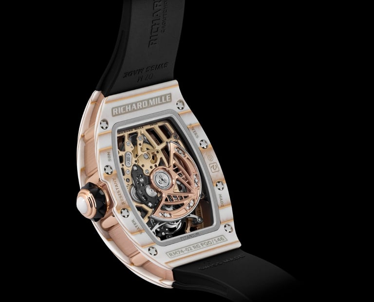 Richard Mille RM 74-02 Gold Quartz TPT tourbillon watch.