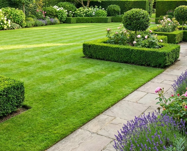 Ein gepflegter und frisch gemähter Garten