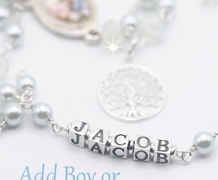personalised first holy communion rosary beads Northern Ireland