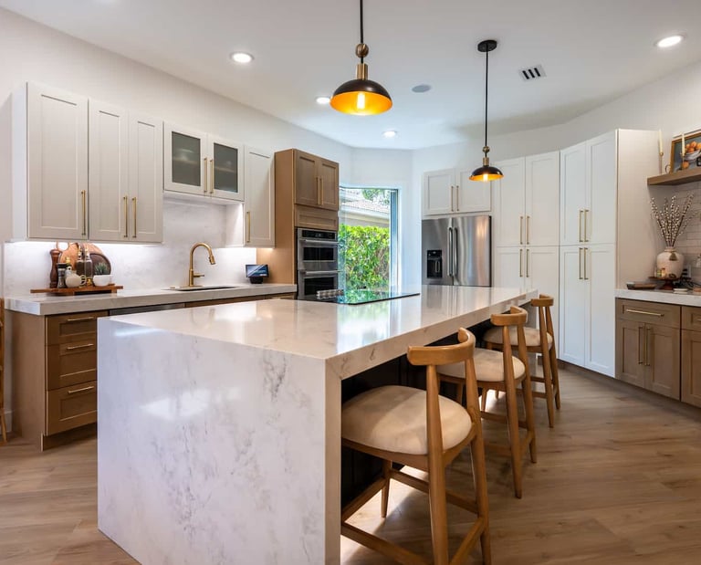 Full Kitchen Remodeling with Countertop, Island and Cabinets