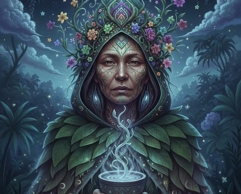 Guardiã ancestral da floresta Ayahuasca. Força e sabedoria para os rituais de Ayahuasca