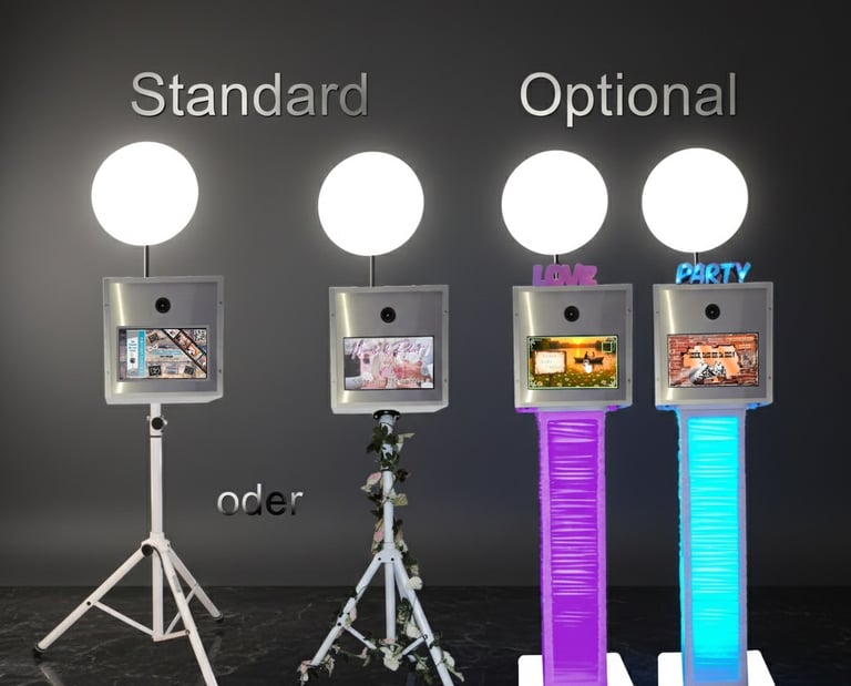 Optionaler Fotoboxständer mit LED Beleuchtung