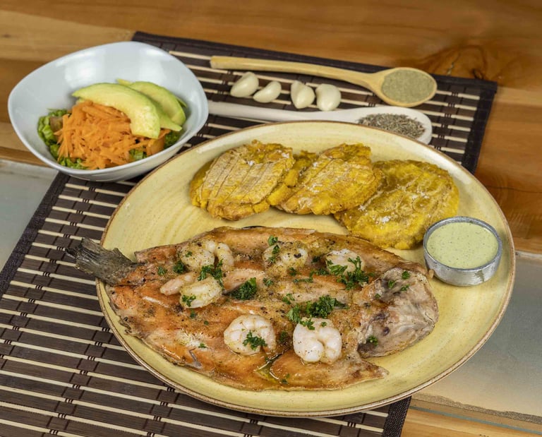Trucha con camarones en Kabú Café Restaurante Calarcá Quindío