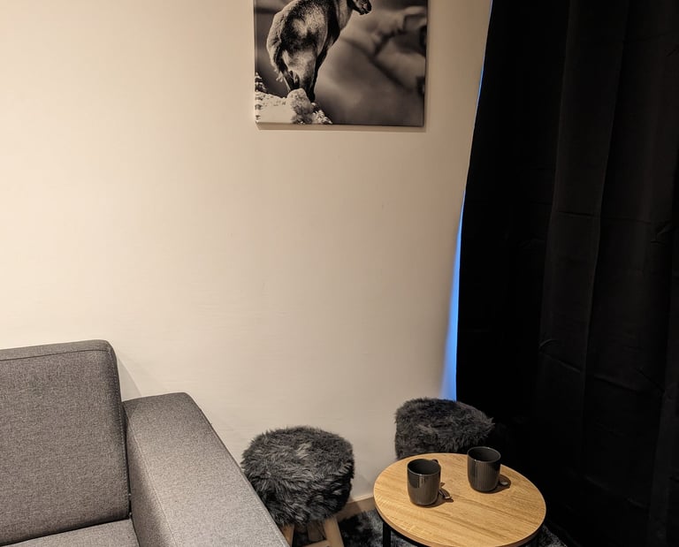 Cozy corner inside a Val Thorens ski apartment designed for relaxing mountain evenings