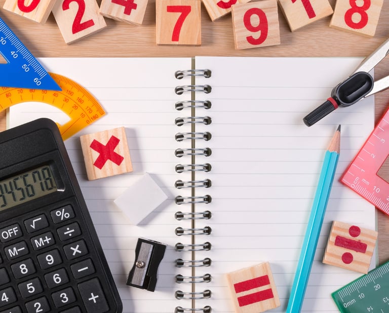 a calculator and a calculator on a desk