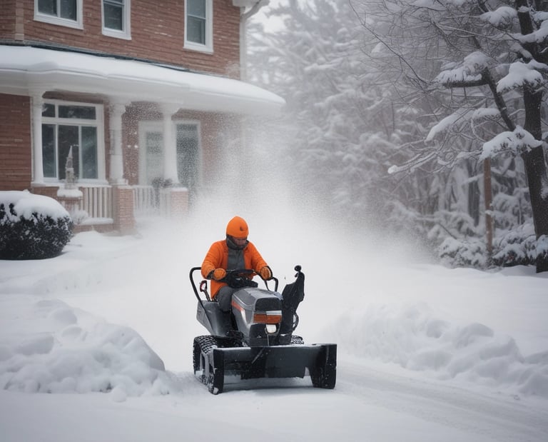 A person is using a grass trimmer on a well-maintained lawn next to a path. There are black metal posts with yellow markers connected by cables running alongside the lawn. The person is wearing protective clothing including a hat, gloves, and a face covering.