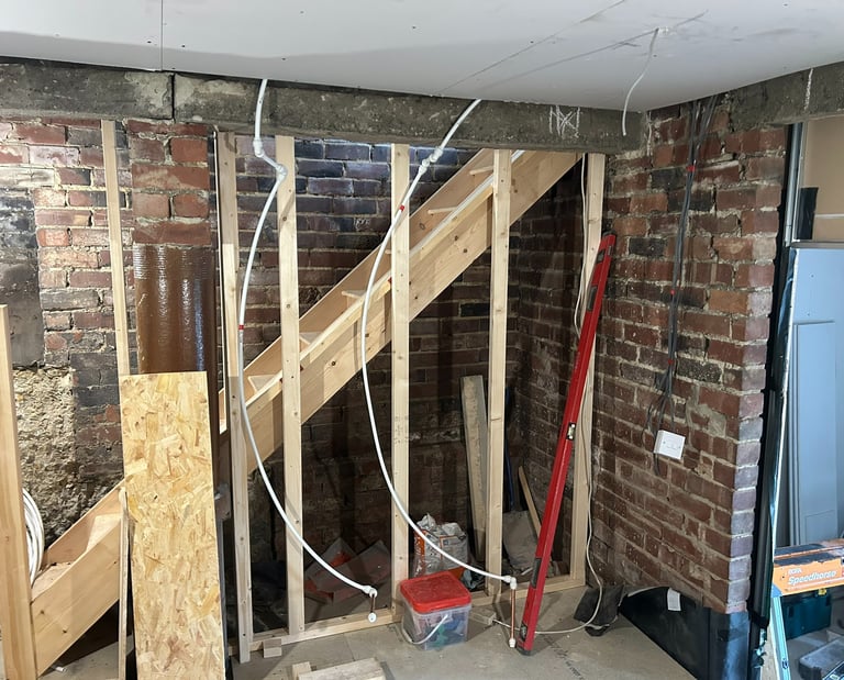New stairs, plumbing and electrics