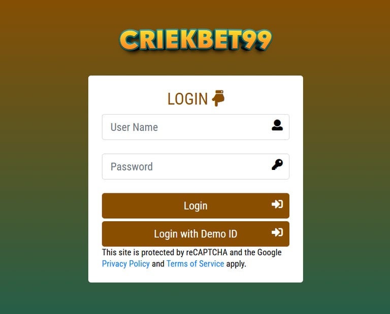 cricbet99 ID login page