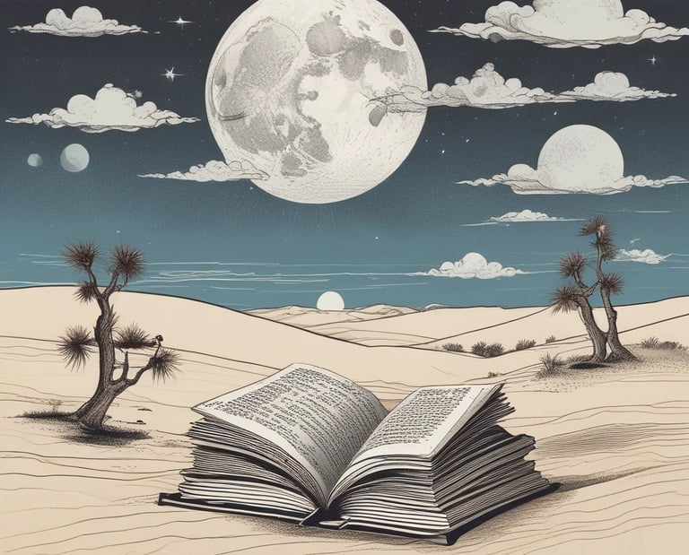 A collection of books and magazines is displayed, each with unique cover art and typography. Some covers feature historical illustrations, while others show text in various languages. The image is in black and white, enhancing the vintage and classic appearance of the publications.