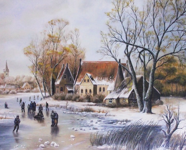 Dimanche d'antan peint par Mireille Desroches artiste et enseignante