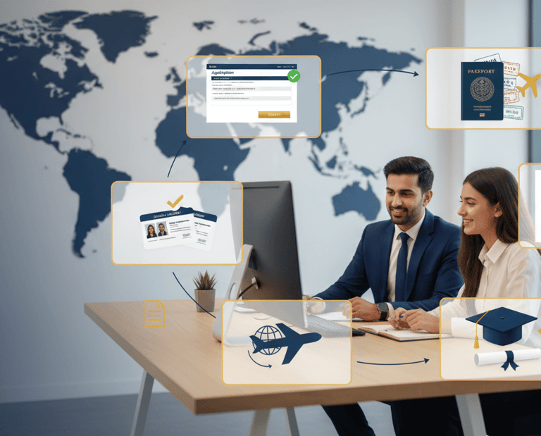 End-to-end study abroad services from application to arrival - 95% visa success rate