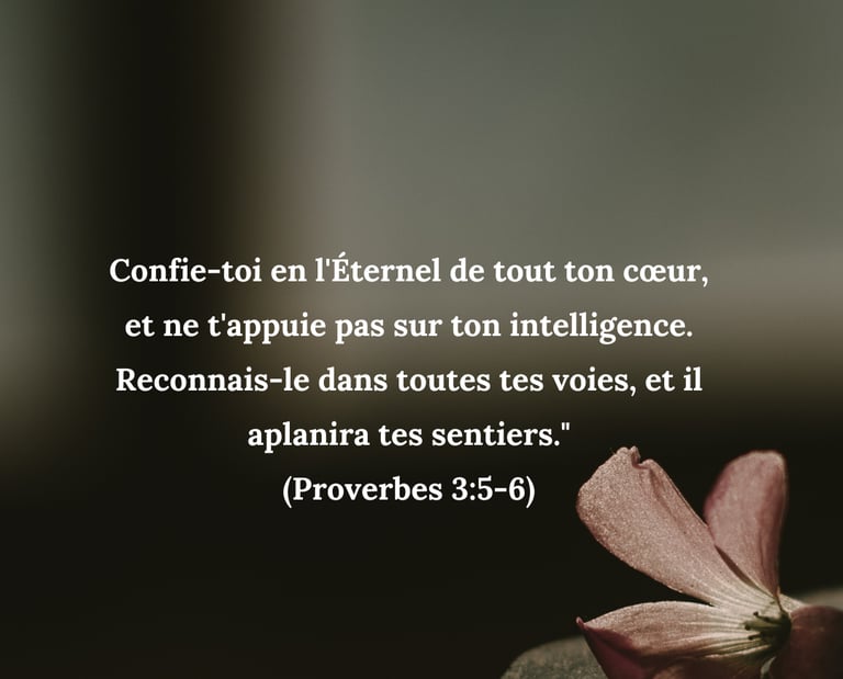 Une fleur avec un verset biblique