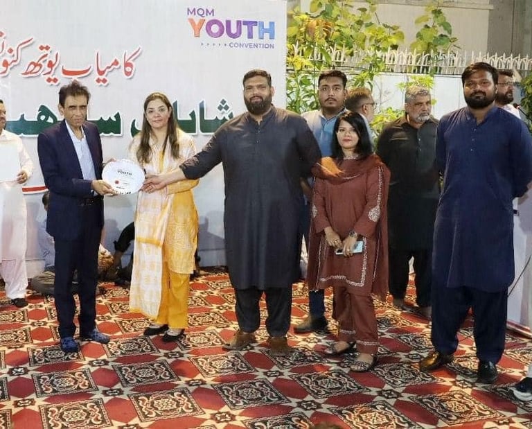 Nadir Qureshi with khalid maqbool and mustafa kamal and digital team mqm pakistan