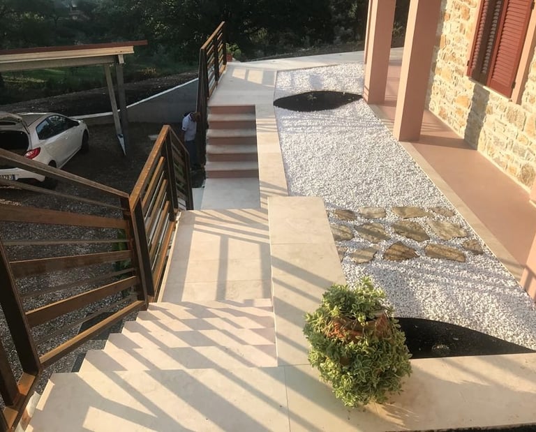 travertine garden paving